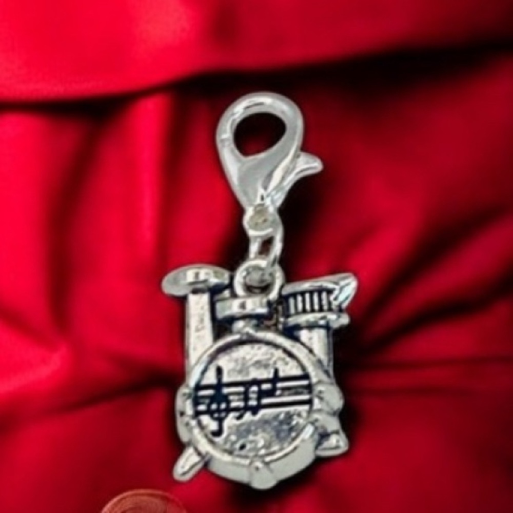 Silver Drum set Keychain, Bag, or Backpack